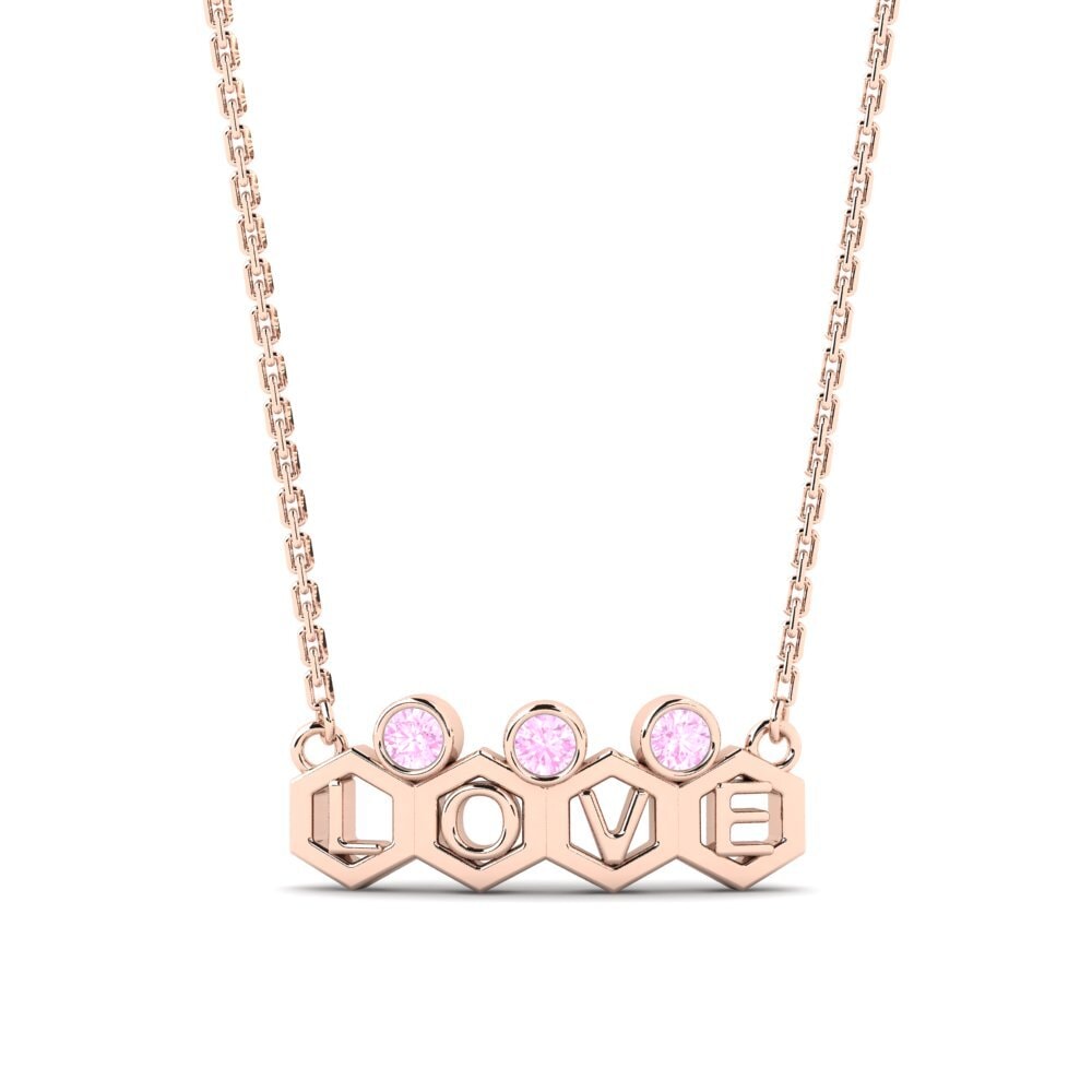 Rotgold 750 Rosa Saphir Damen halskette Jamini