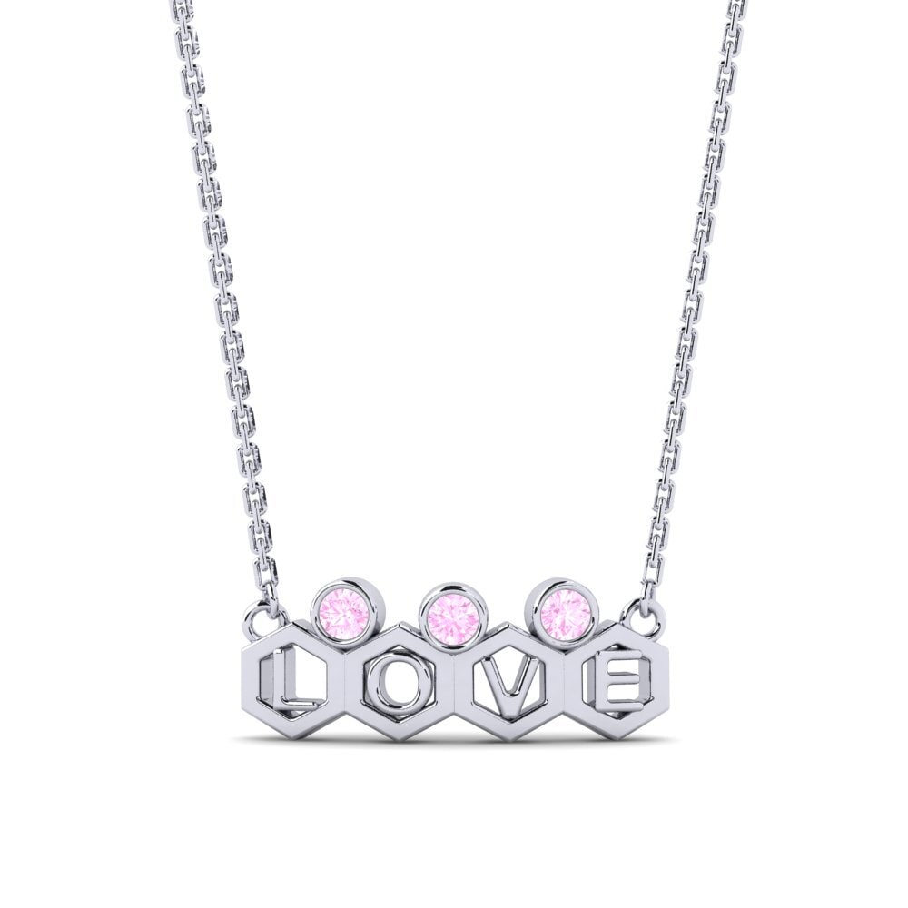 950 Platin Rosa Saphir Damen halskette Jamini