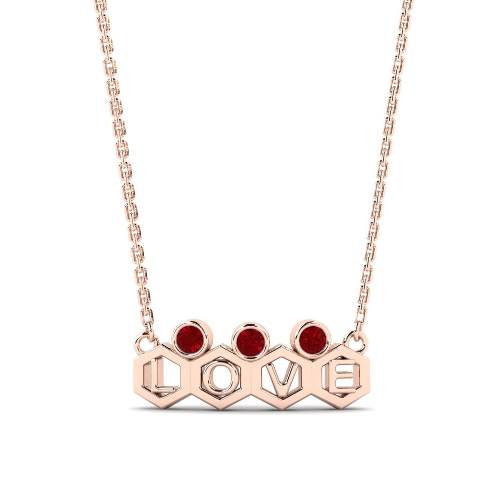 Rotgold 585 Roter Zirkonia Damen halskette Jamini