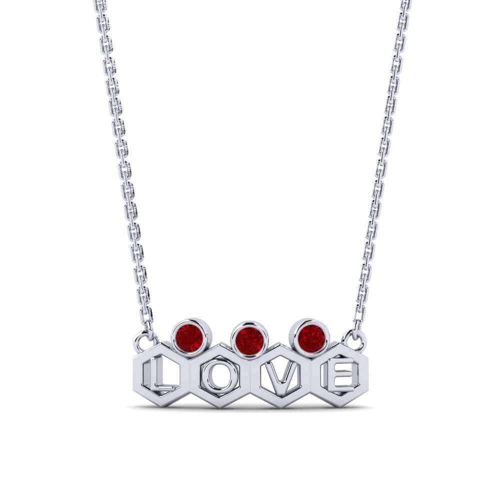 Weißgold 750 Roter Zirkonia Damen halskette Jamini