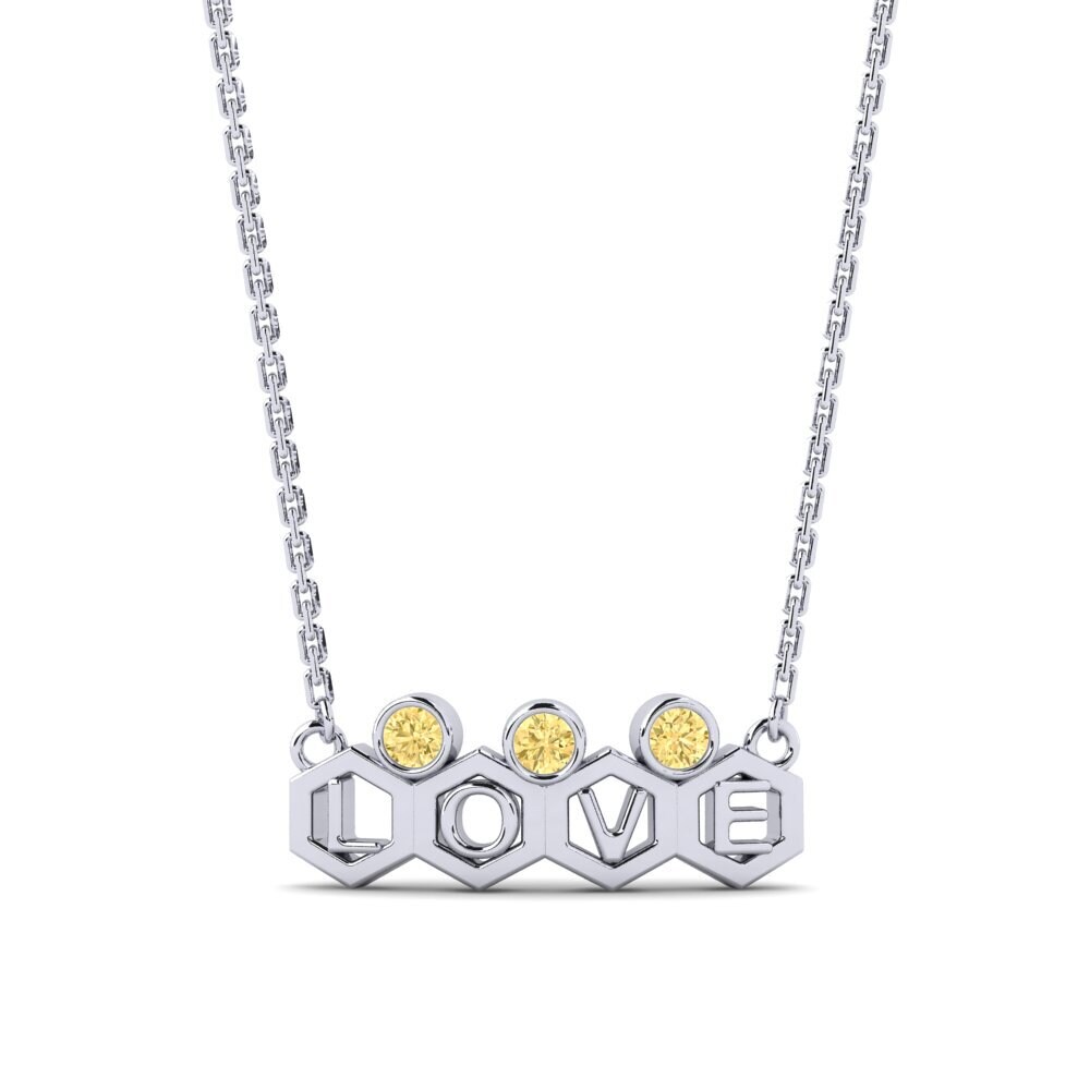 Weißgold 585 Gelber Diamant Damen halskette Jamini