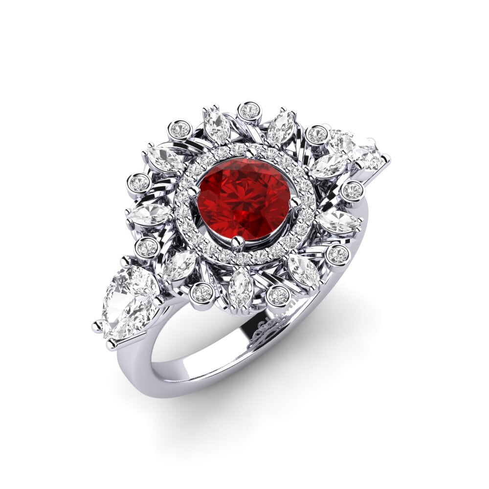 9k White Gold Ruby (Lab Created) Engagement Ring Janeiro