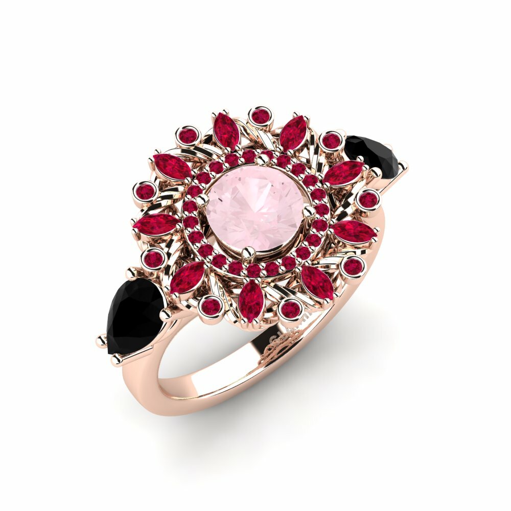 Exclusive Ouro 14K Rosê Quartzo Rosa 0.8 Quilate Anel de Noivado Janeiro