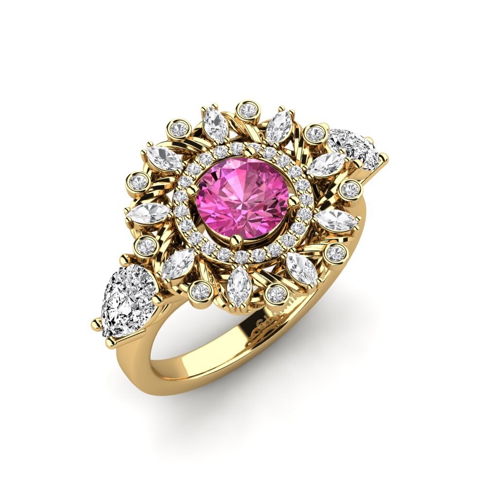 9k Oro Amarillo Topacio Rosa Anillo de compromiso Janeiro
