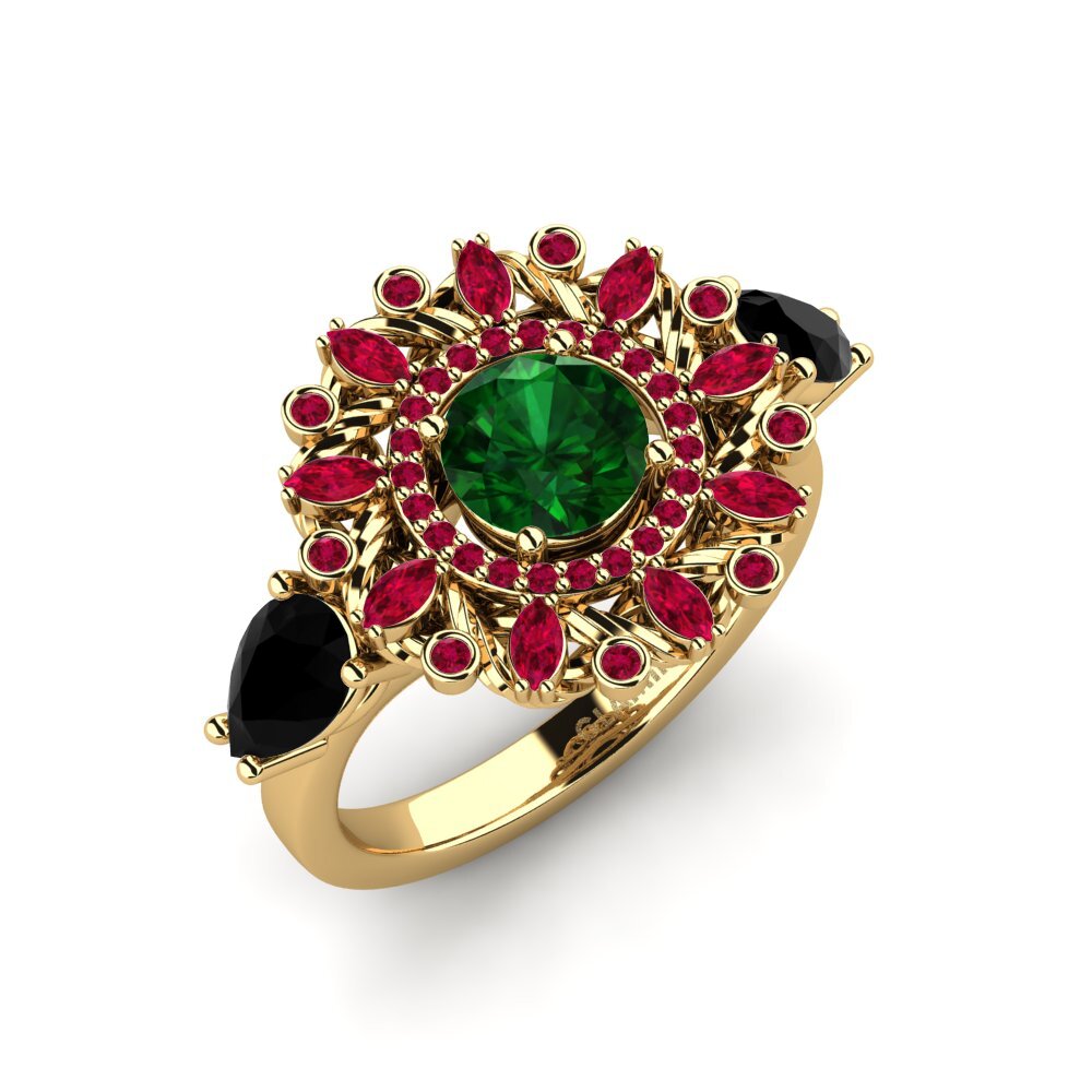 14K Geel Goud Tsavorite Verlovingsring Janeiro