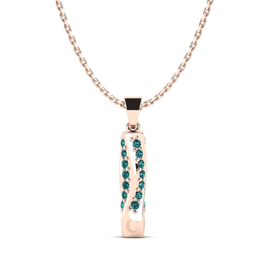 Rotgold 585 Blauer Diamant Damen anhänger Janell