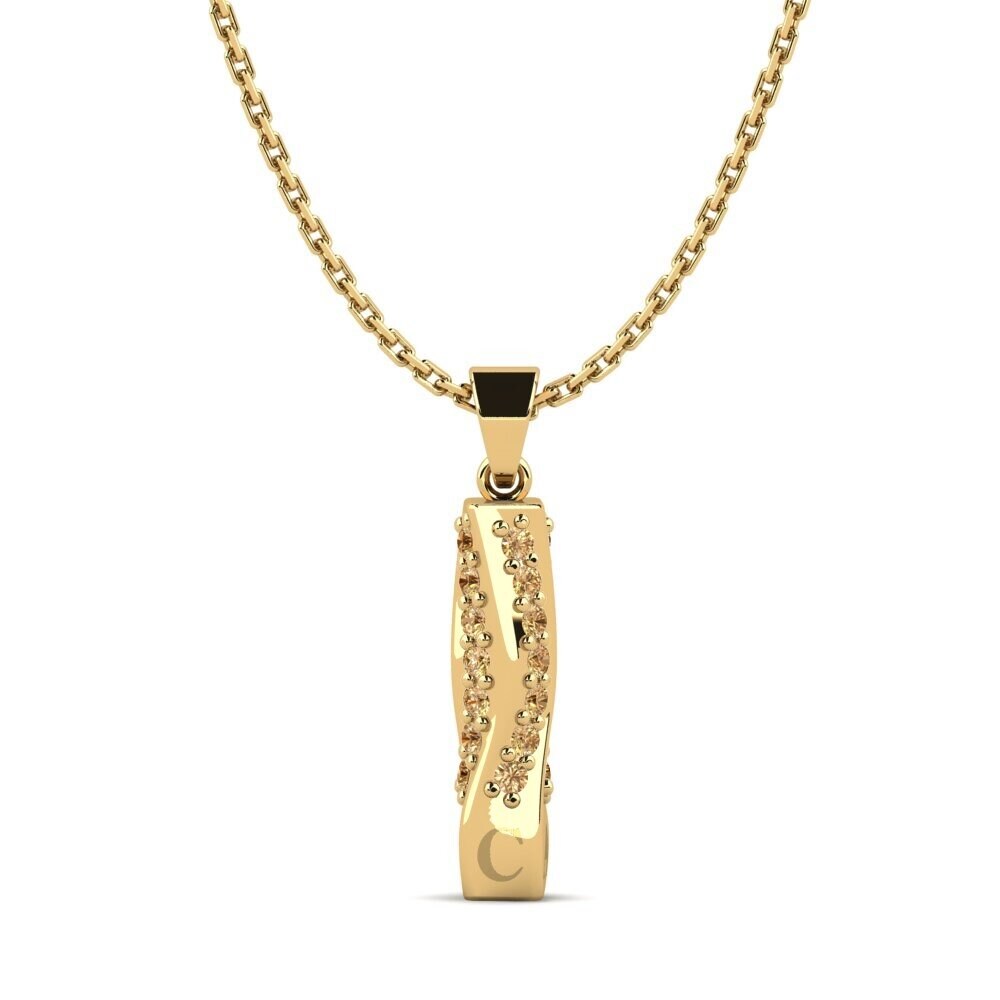 14k Oro Amarillo Diamante Marrón Colgante de Mujer Janell