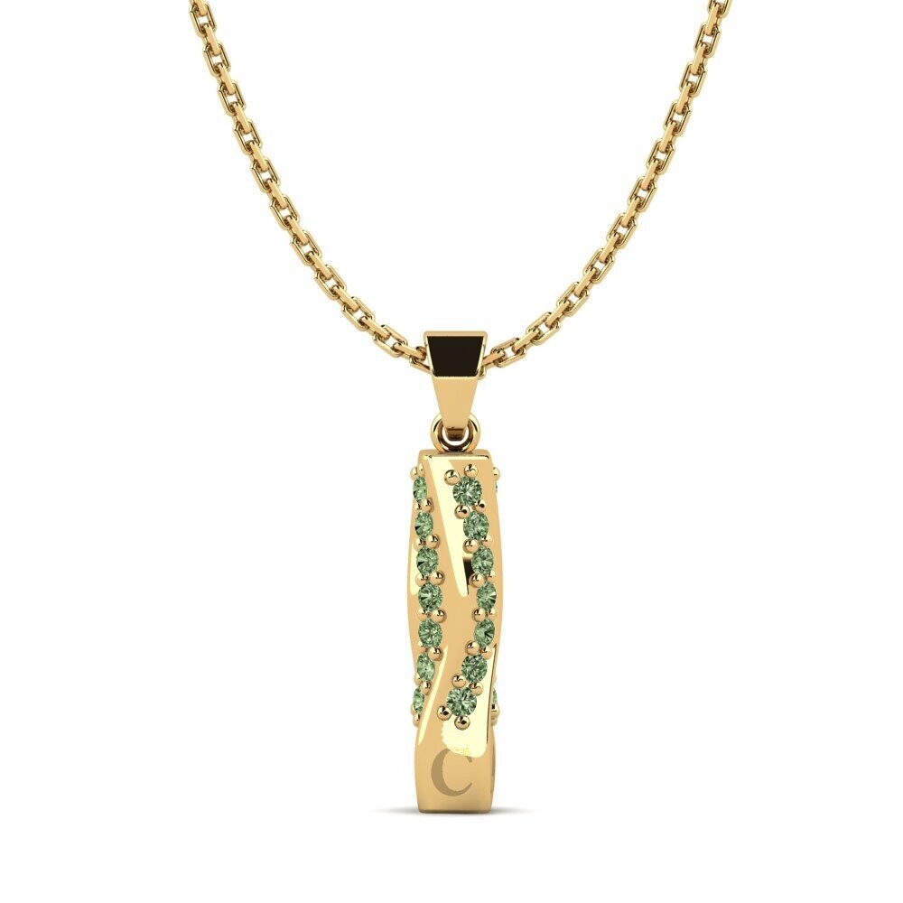 14k Oro Amarillo Diamante Verde Colgante de Mujer Janell