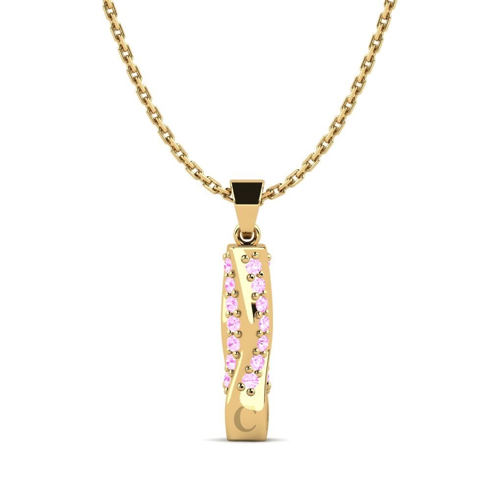 14k Oro Amarillo Zafiro Rosado Colgante de Mujer Janell