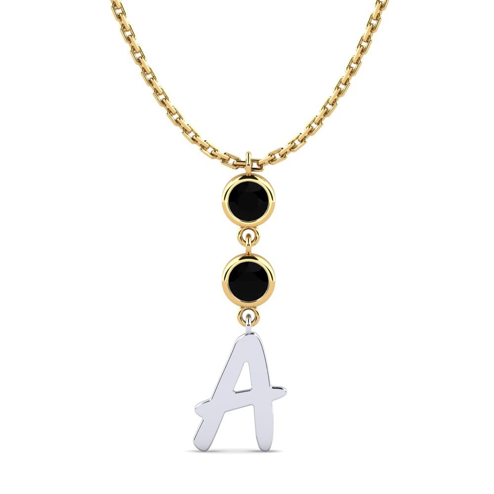 COLGANTES 9k Oro Amarillo & Blanco Diamante Negro Iniciales