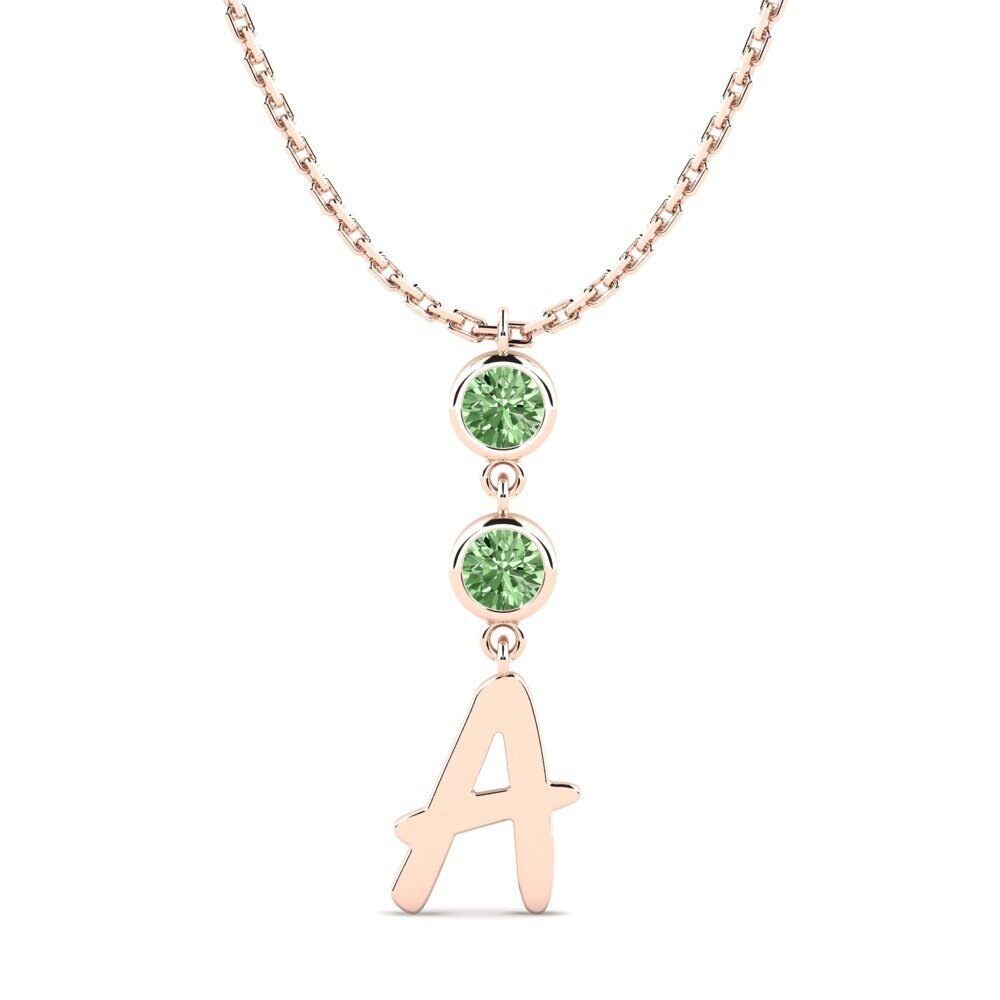 Initialen & Namenshalsketten Initialen Grüner Diamant Rotgold 585