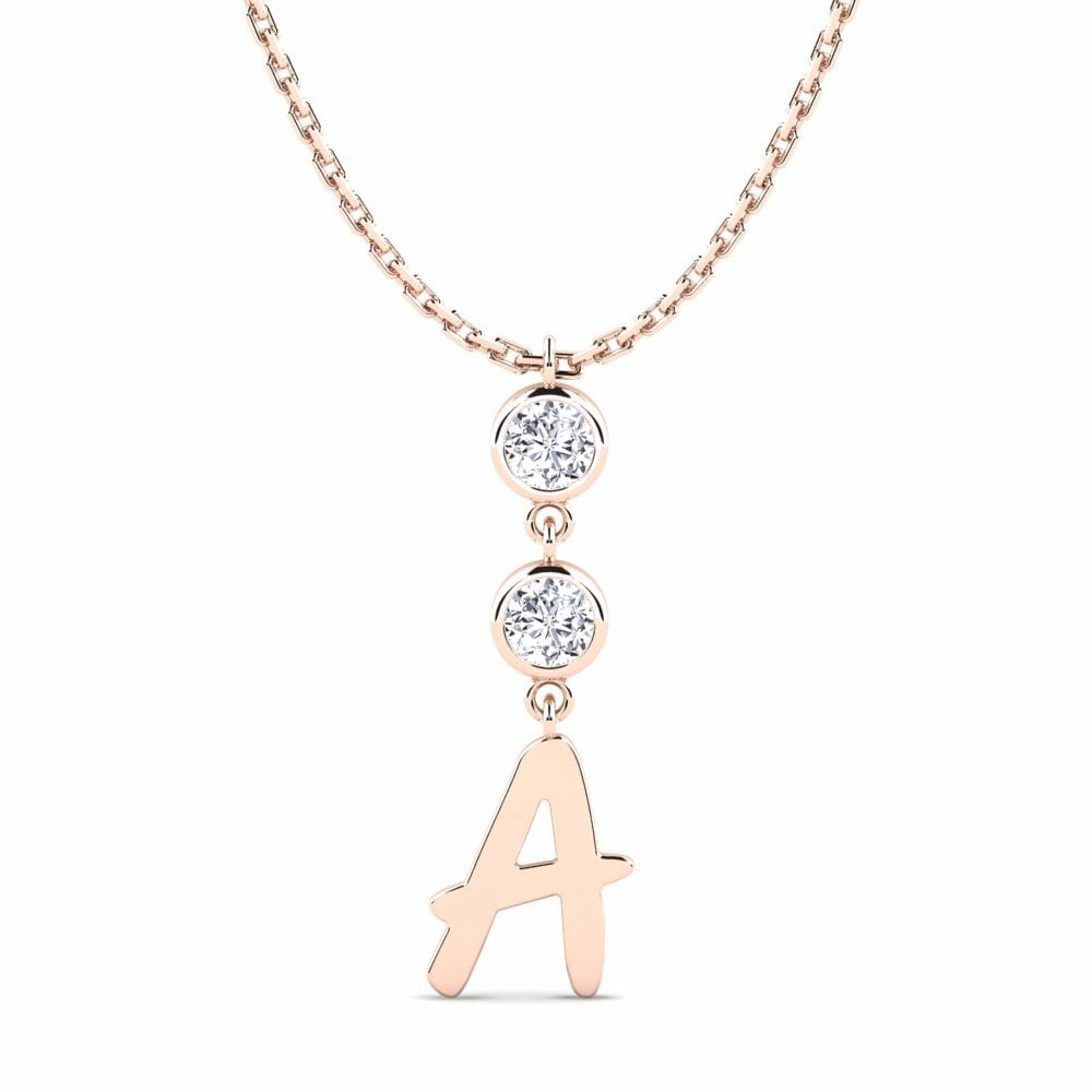 Dây chuyền Vàng Hồng 18K Kim Cương Nhân Tạo Chữ viết tắt