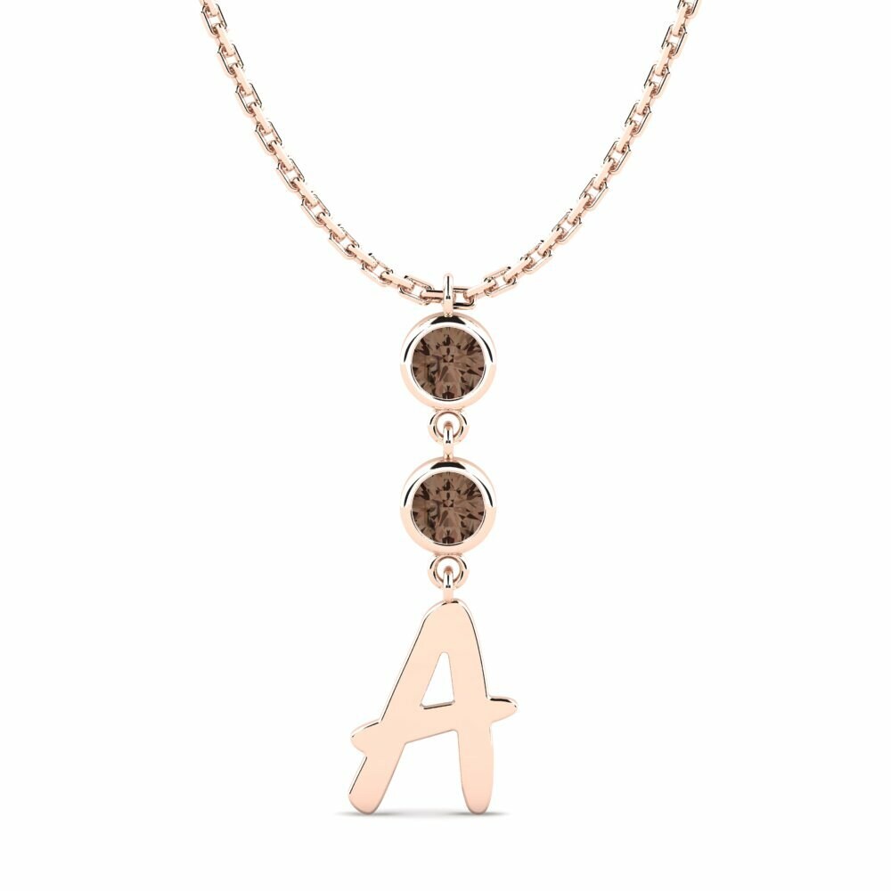 Initials Smoky Quartz 14k Rose Gold Necklaces