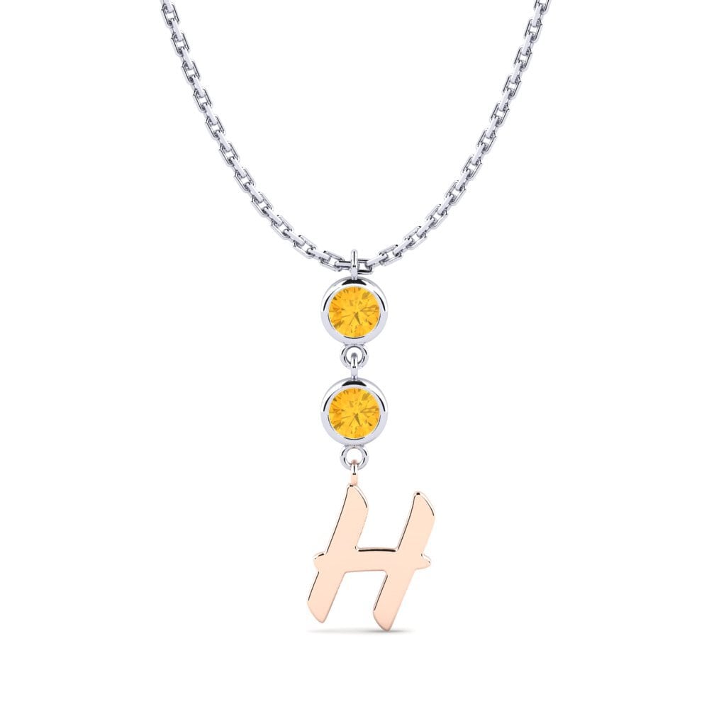 Rund Citrin Damen halskette Janey H