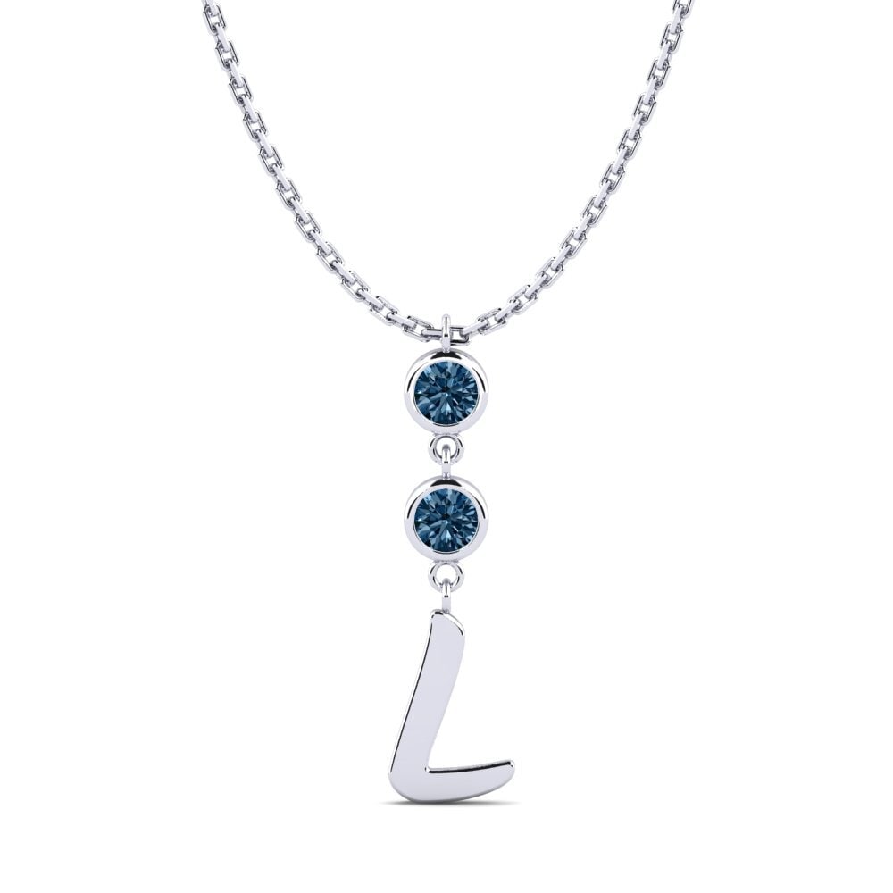 Round Blue Diamond Women's Necklace Janey L