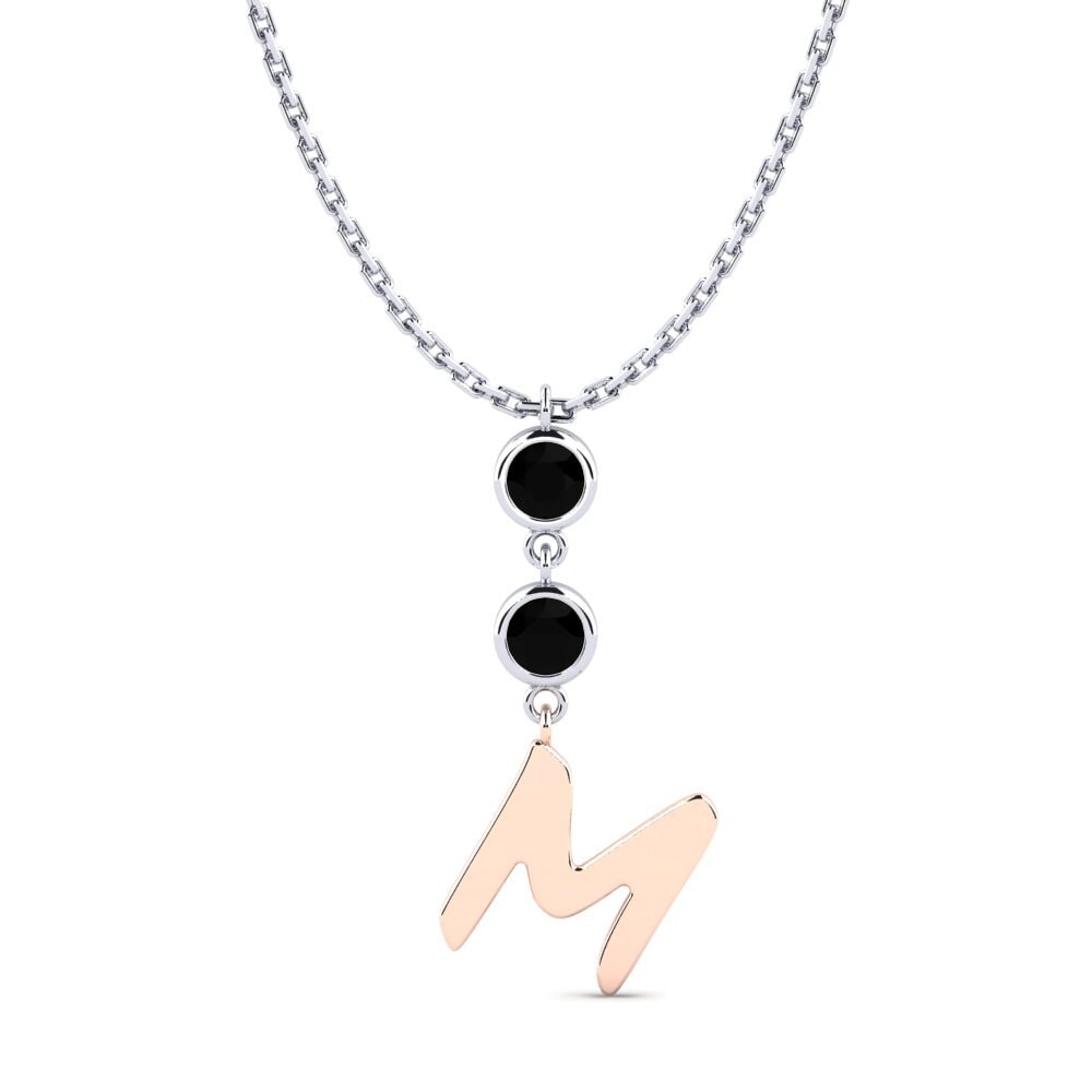 14k Oro Blanco & Rosa Zafiro negro Collar de Mujer Janey M