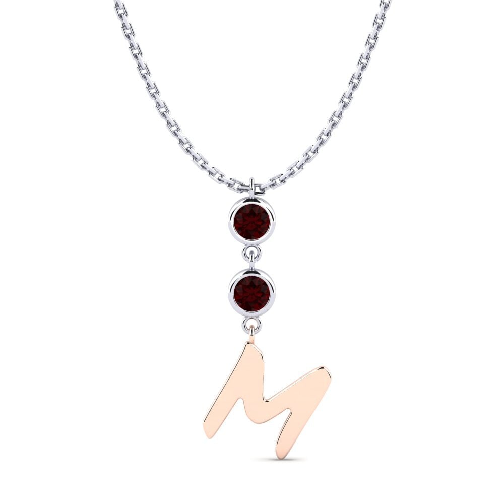 14k Oro Blanco & Rosa Granate Collar de Mujer Janey M
