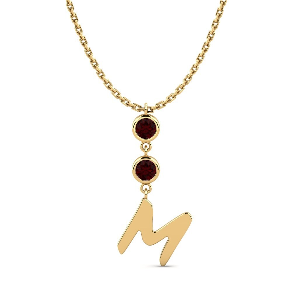 14k Oro Amarillo Granate Collar de Mujer Janey M