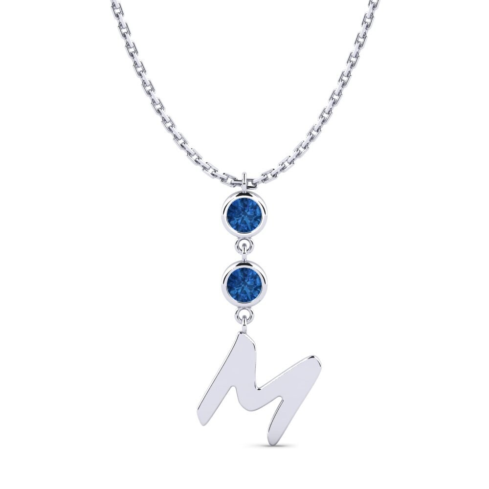 950 Palladium Dunkelblauer Zirkonia Damen halskette Janey M