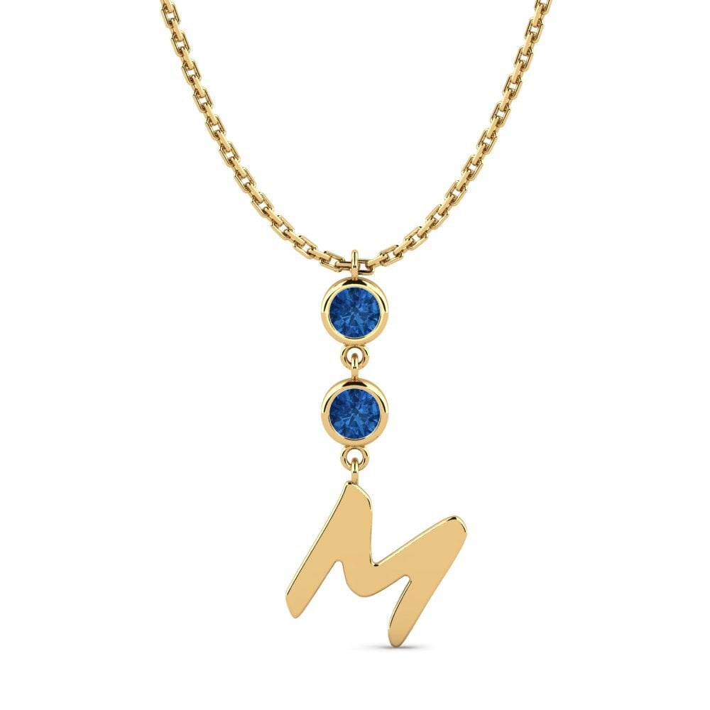 Gelbgold 585 Dunkelblauer Zirkonia Damen halskette Janey M