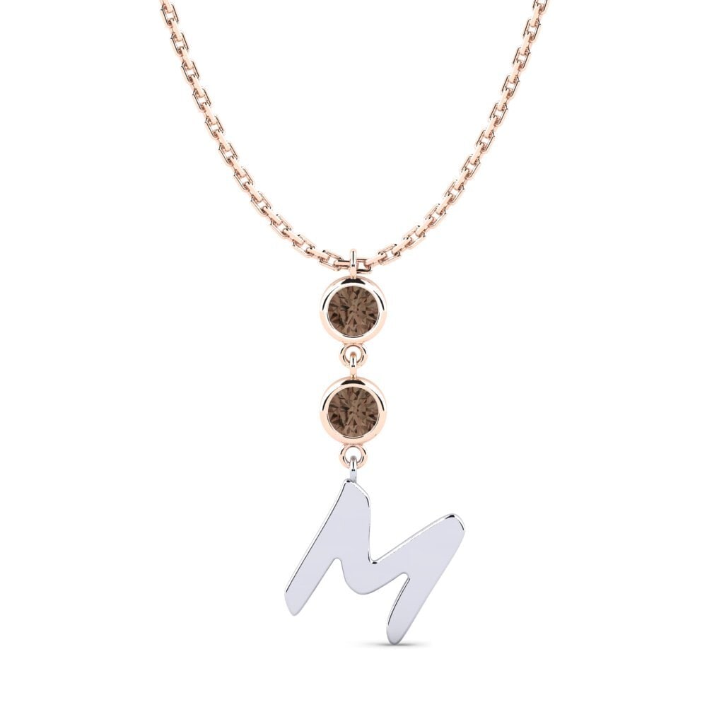 9k Oro Rosa & Blanco Cuarzo humo Collar de Mujer Janey M