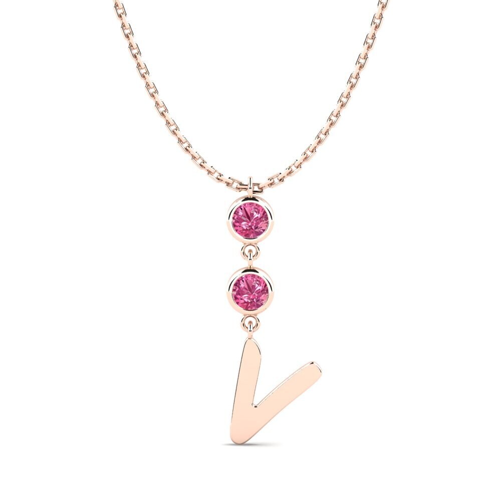 Rund Rosa Turmalin Damen halskette Janey V
