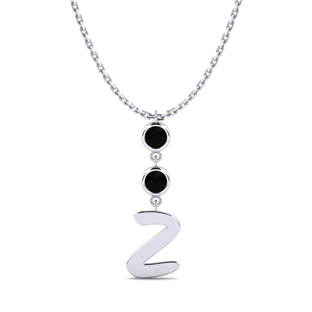 Weißgold 375 Schwarzer Onyx Damen halskette Janey Z