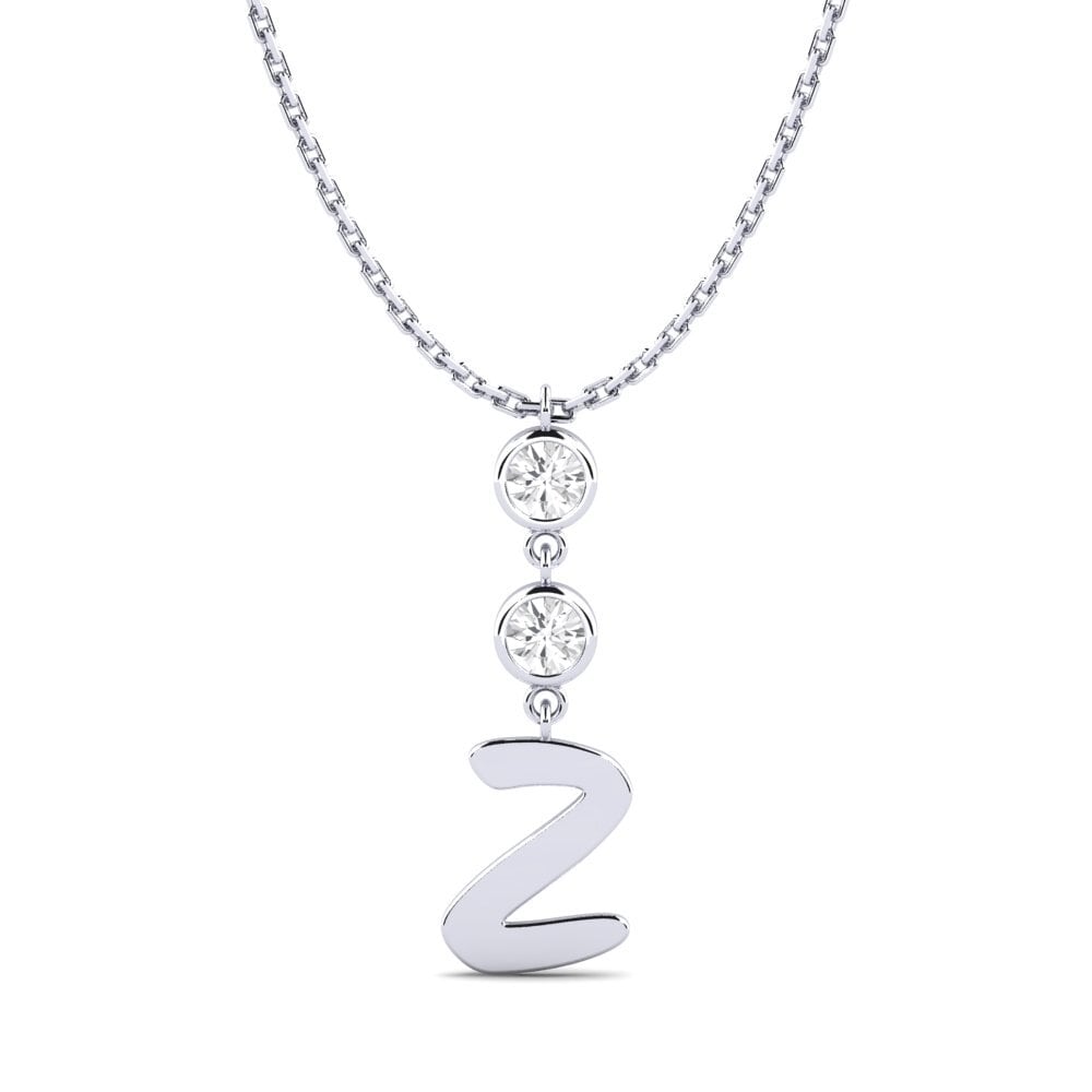 Weißgold 375 Weißer Saphir Damen halskette Janey Z