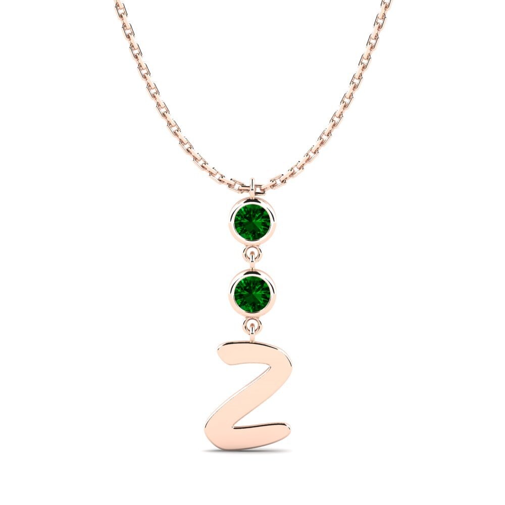 Rotgold 750 Grüner Zirkonia Damen halskette Janey Z