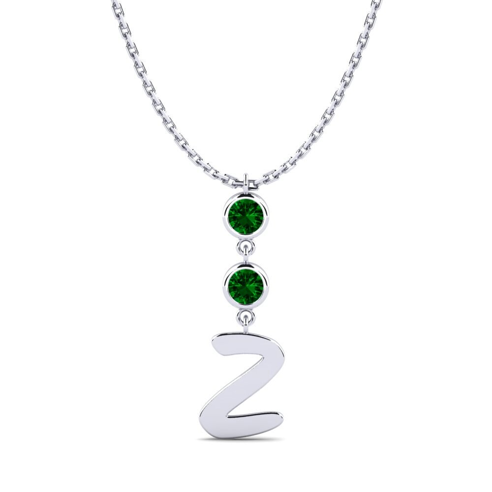 950 Palladium Grüner Zirkonia Damen halskette Janey Z