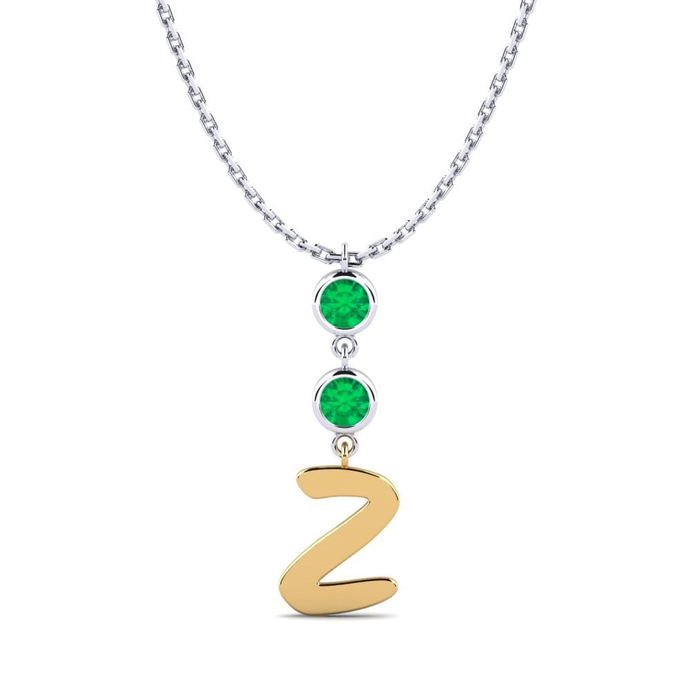 585 Weiß & Gelbgold Smaragd Damen halskette Janey Z