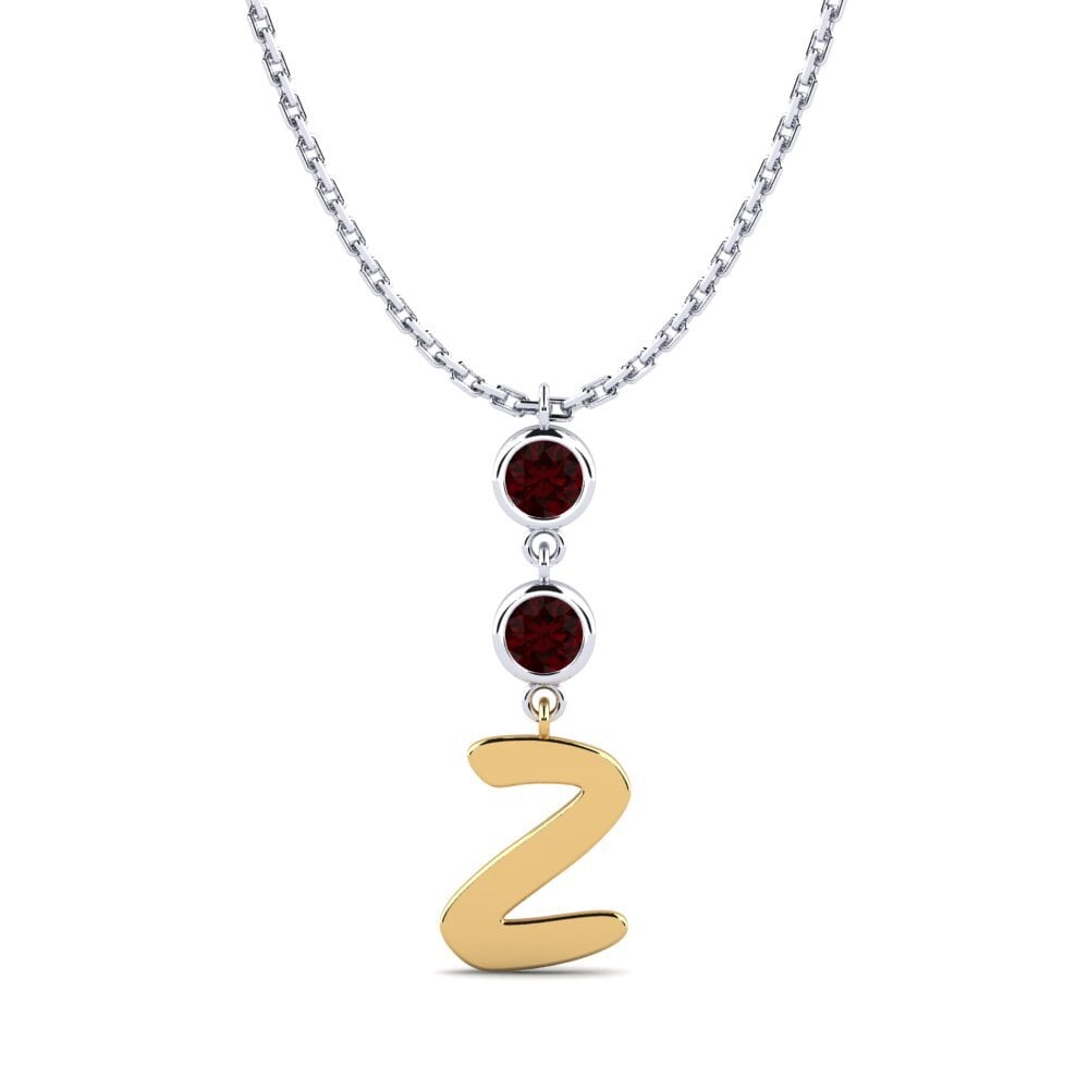 585 Weiß & Gelbgold Granat Damen halskette Janey Z