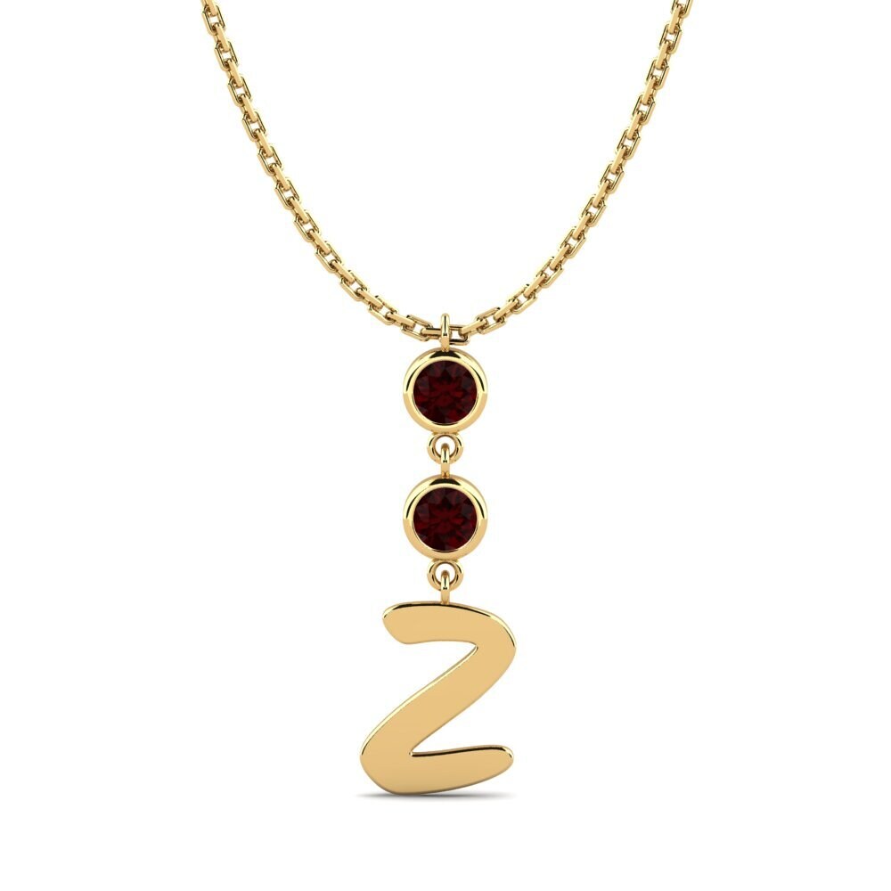 14k Oro Amarillo Granate Collar de Mujer Janey Z