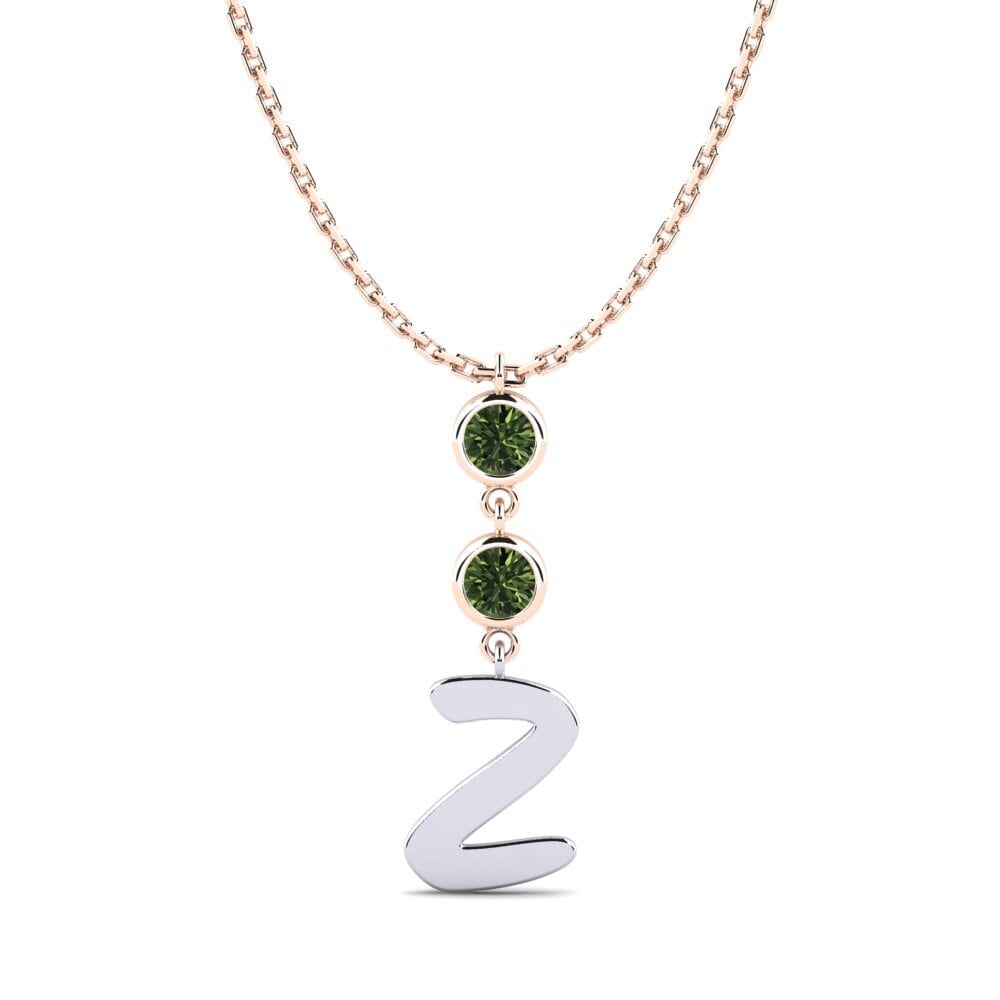 18k Oro Rosa & Blanco Zafiro Verde Collar de Mujer Janey Z