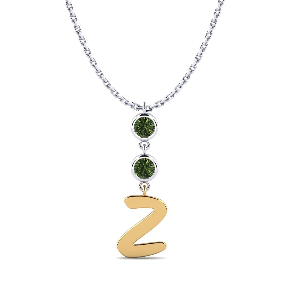 585 Weiß & Gelbgold Grüner Saphir Damen halskette Janey Z