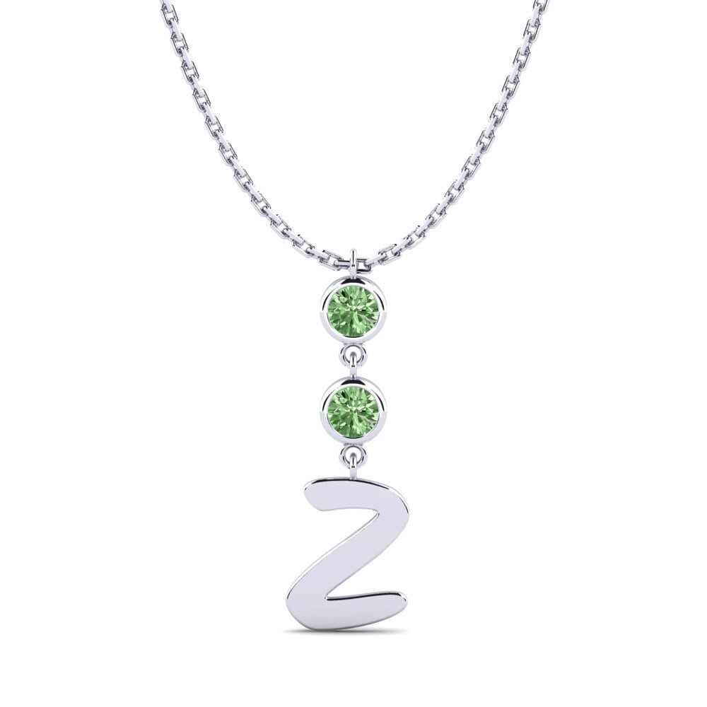950 Palladium Grüner Diamant Damen halskette Janey Z