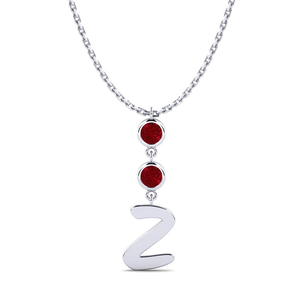 950 Palladium Roter Zirkonia Damen halskette Janey Z