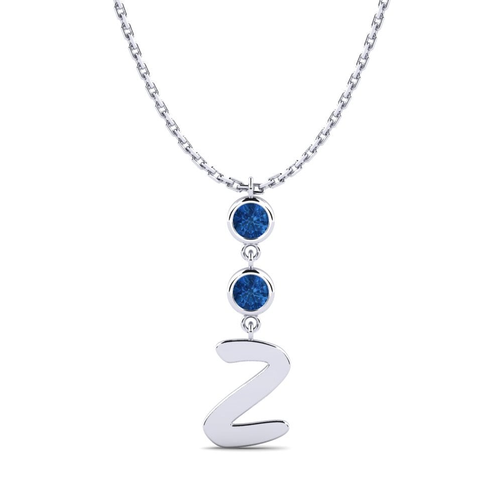 950 Palladium Dunkelblauer Zirkonia Damen halskette Janey Z