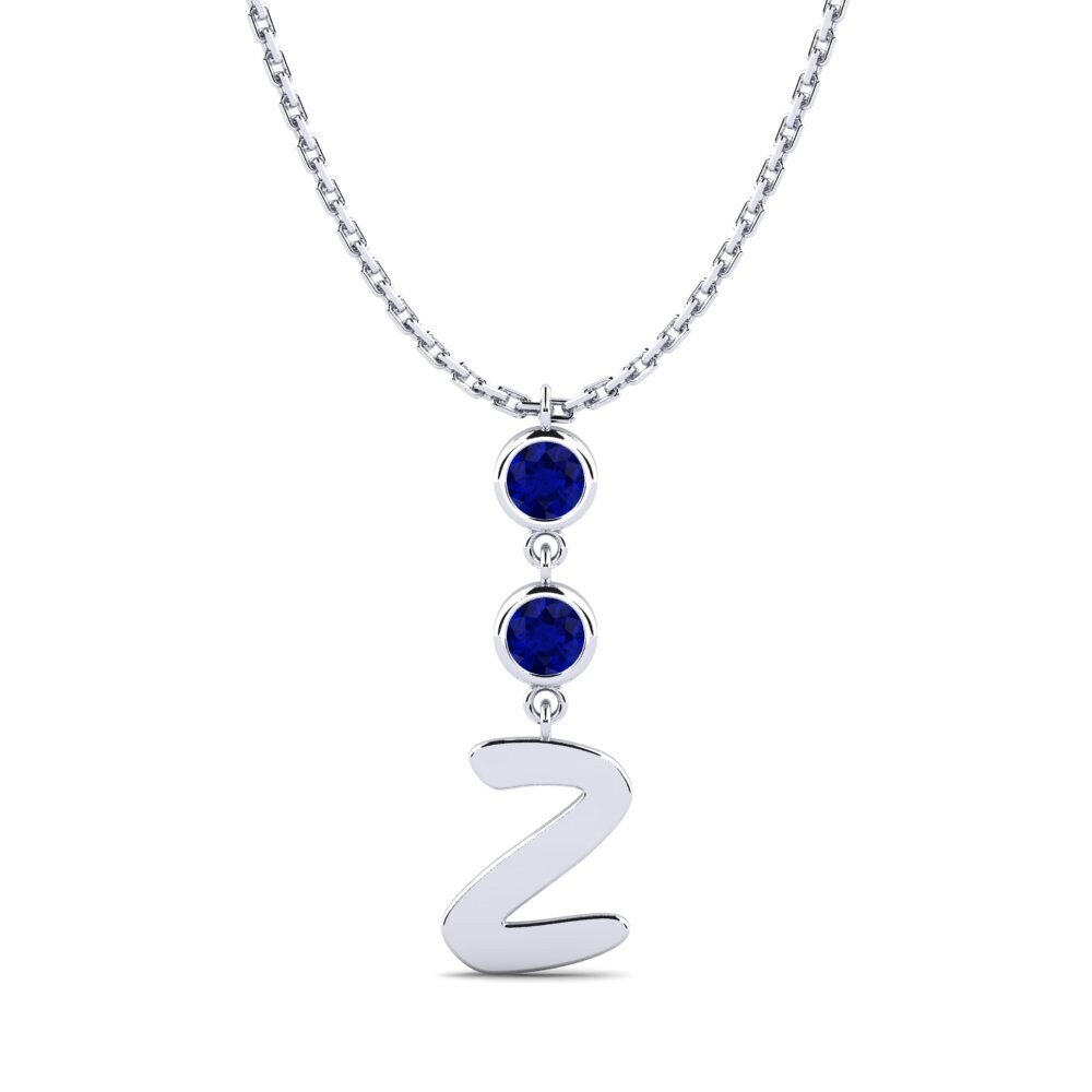 Weißgold 375 Saphir Damen halskette Janey Z