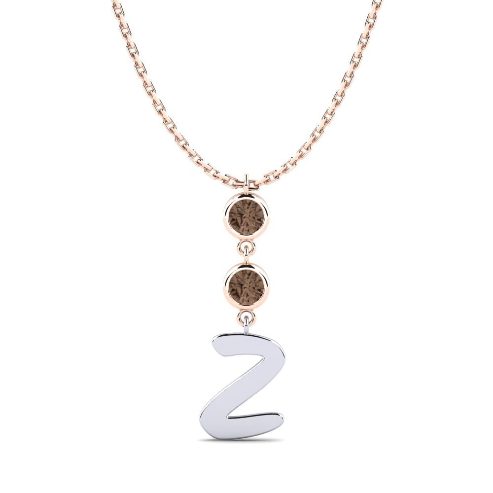 9k Oro Rosa & Blanco Cuarzo humo Collar de Mujer Janey Z