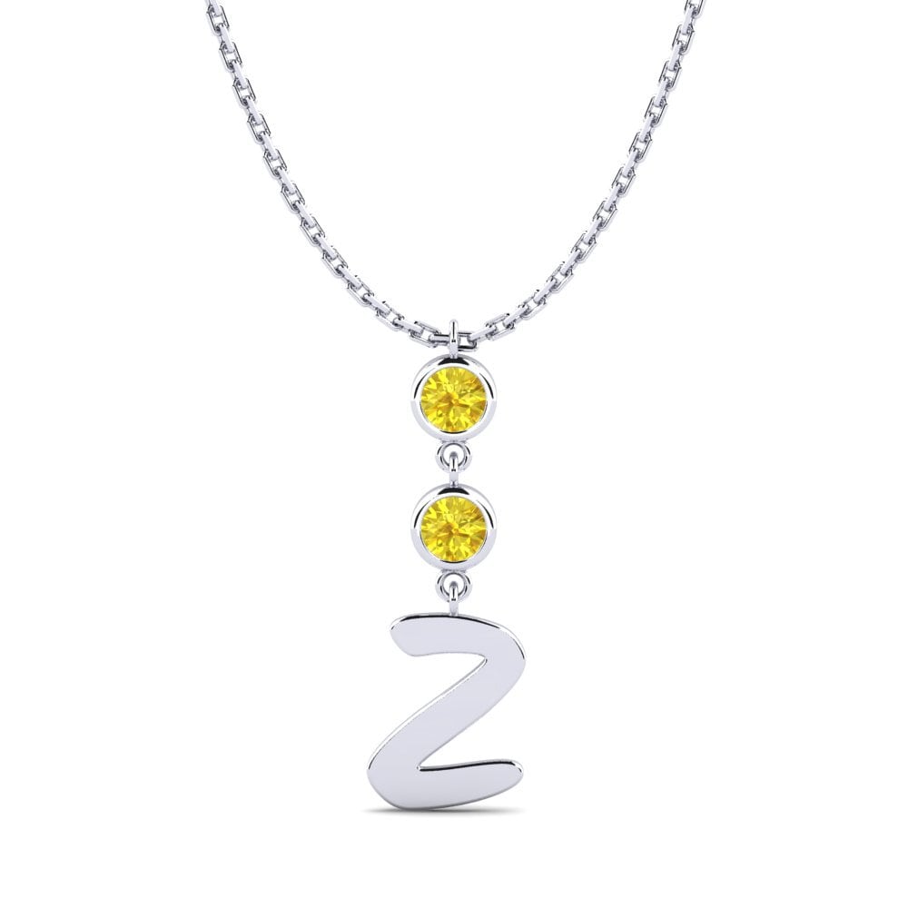 Weißgold 750 Gelber Saphir Damen halskette Janey Z