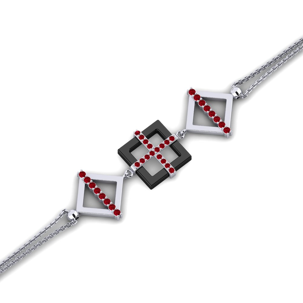 950 Palladium Red Zirconia Women's Bracelet Janieceas