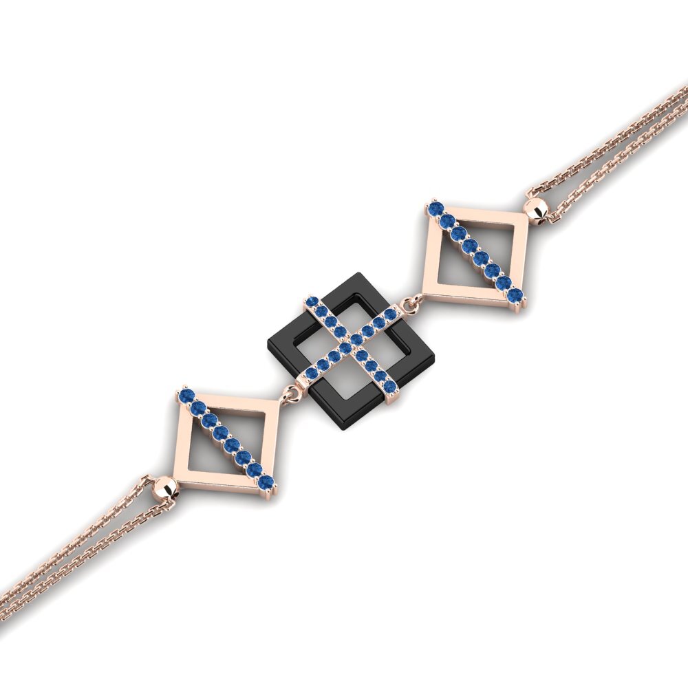14K Rose Gold Dark Blue Zirconia Bracelet Janieceas