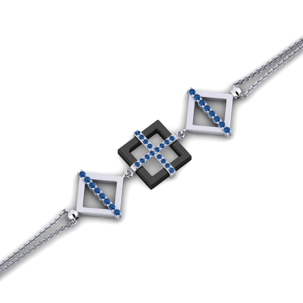 950 Palladium Dark Blue Zirconia Bracelet Janieceas