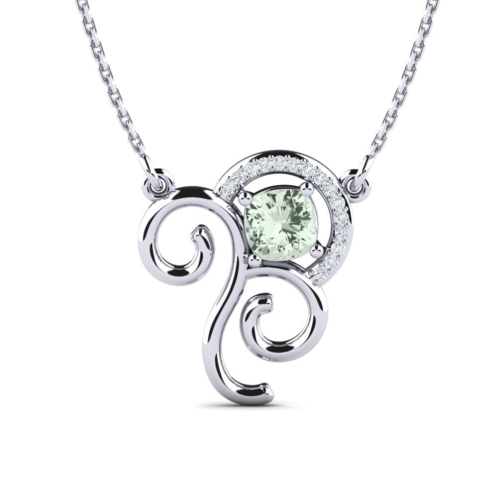 950 Palladium Green Amethyst Women's Necklace Janneke