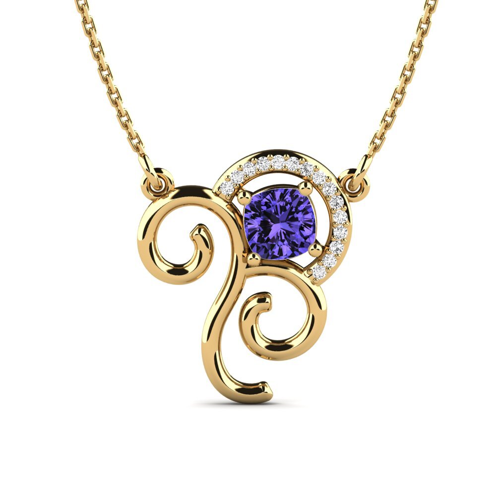 Gelbgold 585 Tansanit Damen halskette Janneke