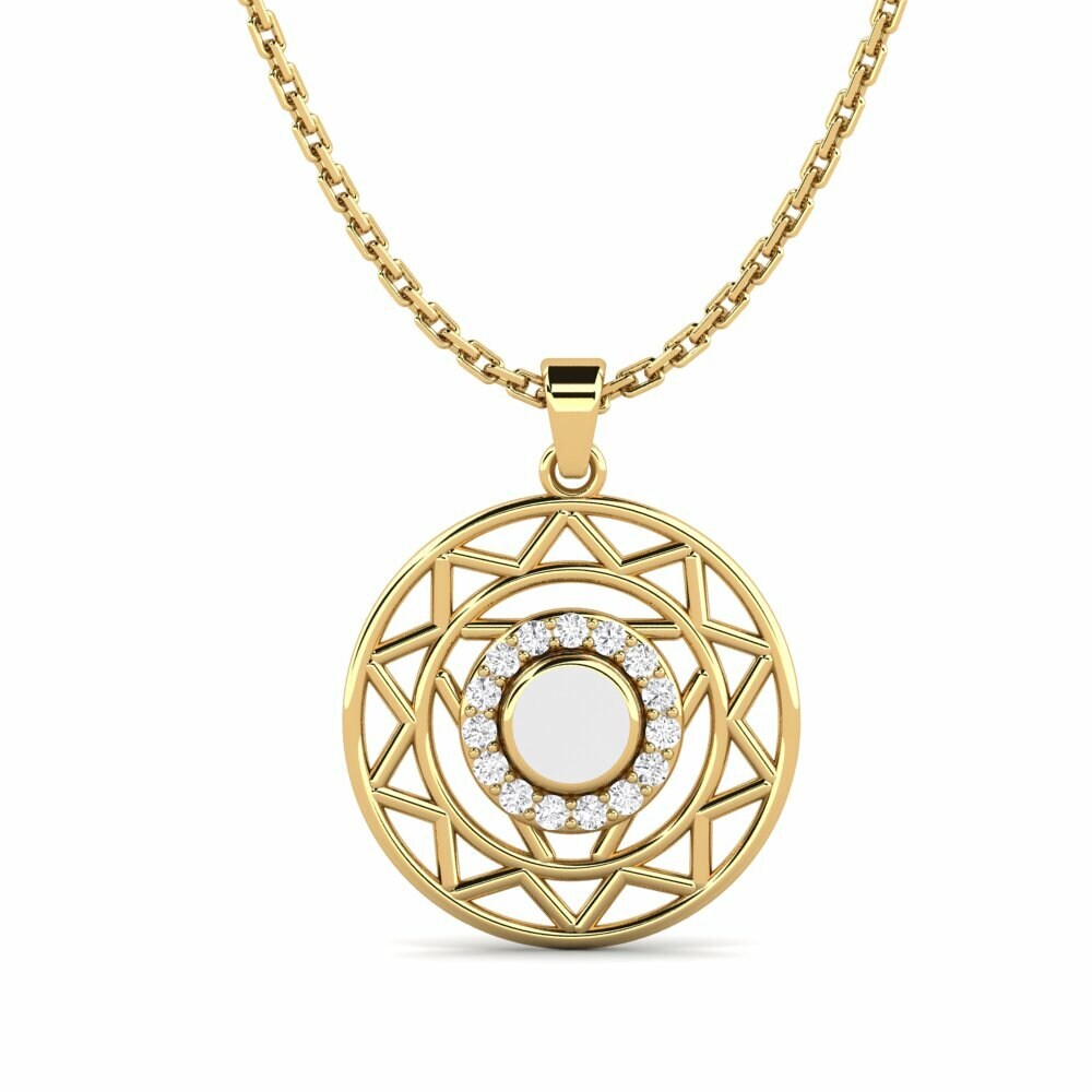 Vàng 9K Đá Sapphire Trắng Mặt dây chuyền nữ Jantz