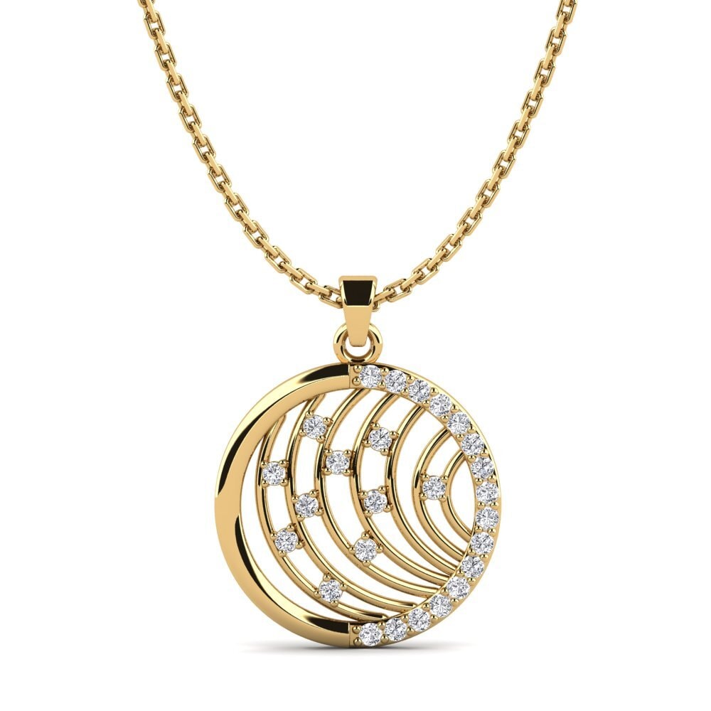 Pendentif En Or 585 Avec Diamant 0,12ct - Neuf Avec étiquettes - Bijou Navette