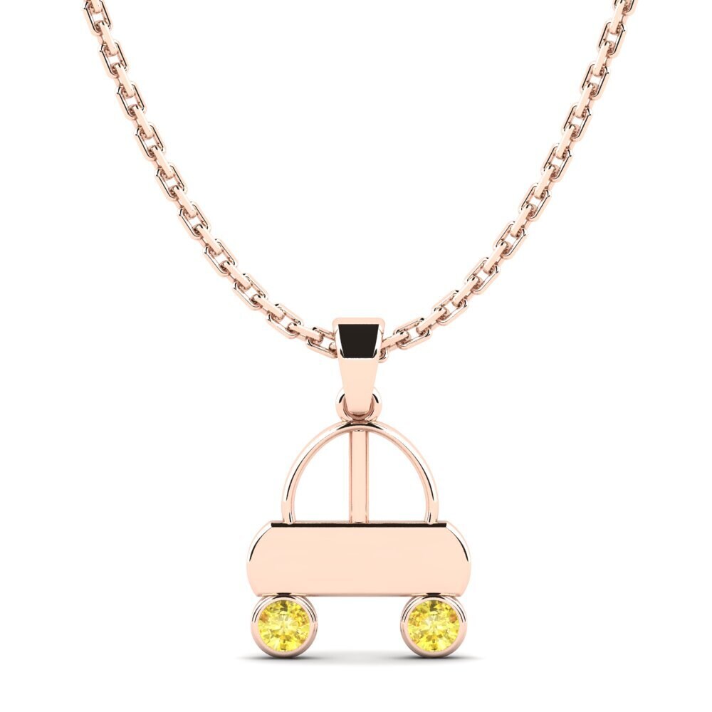 14k Oro Rosa Zafiro amarillo Colgante para Niño Jarl