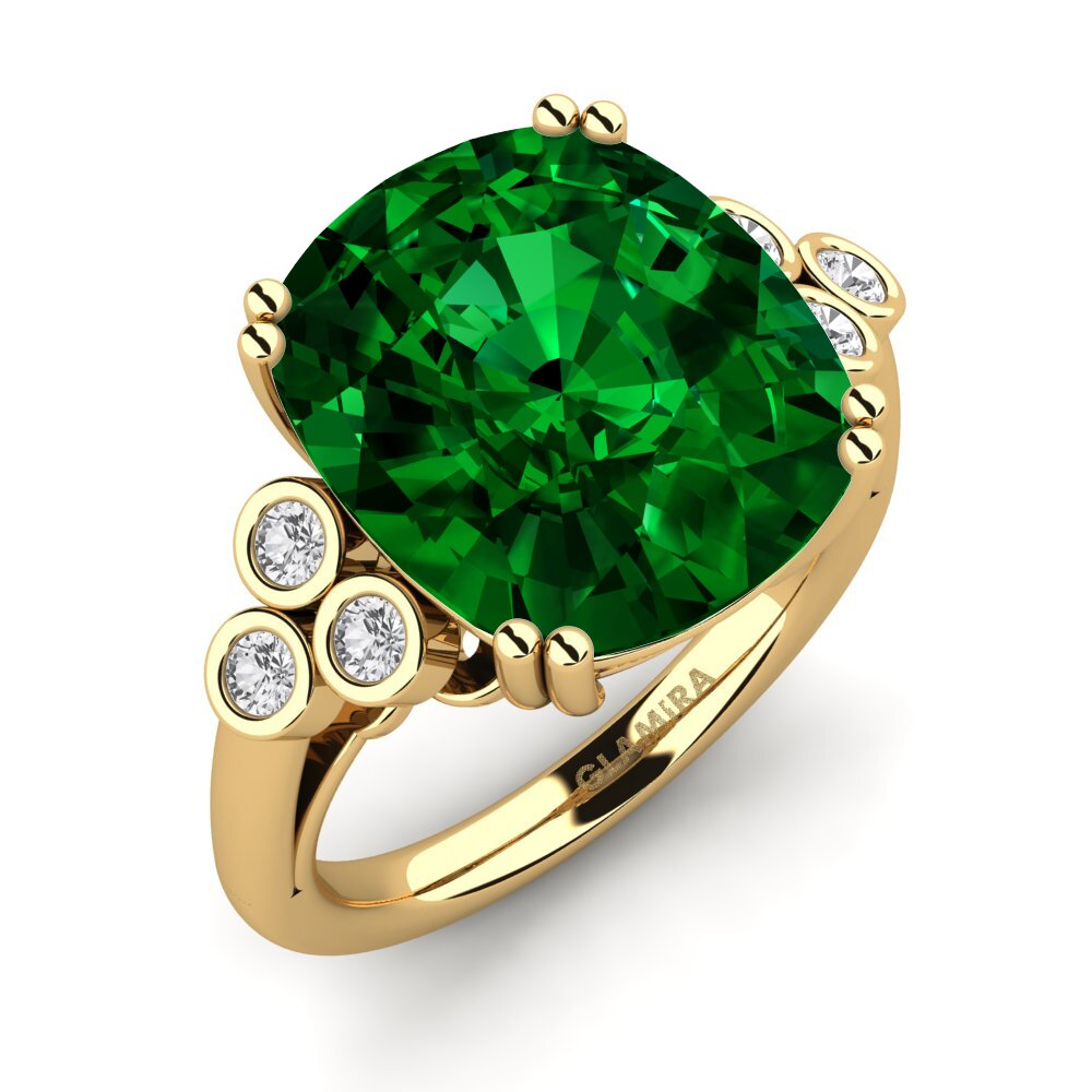 Order 10 Carat Cushion cut 14K Yellow Gold Green Zirconia GLAMIRA